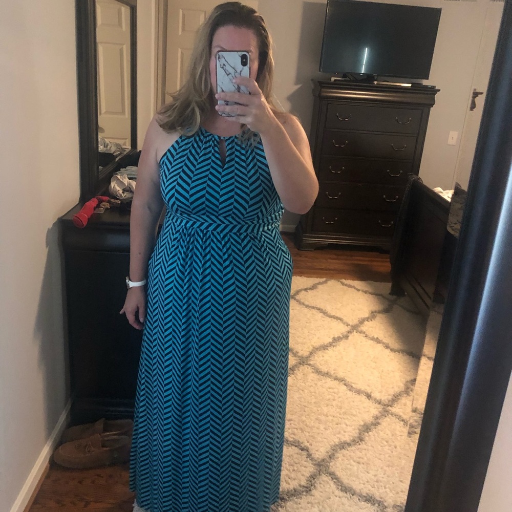 Loft- large sleeveless maxi dress with keyhole